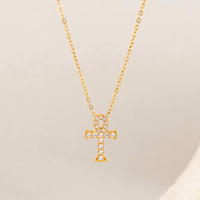 Dainty Ankh Petit Collier En Gros En Acier Inoxydable Plaqué Or Zircons Croix Égyptienne Pendentif Sautoirs Collier Femmes