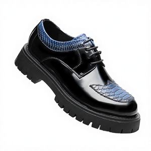 Mocasines de vestir duraderos de piel sintética con cordones, cómodos y casuales, para hombre, con puntera, ideales para primavera y otoño, venta al por mayor. - Product Image 3