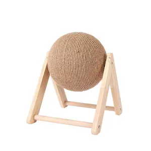 Wholesale Wooden Cat Scratching Ball Sisal Rope Climbing Toy Grinding Claw Durable Interactive Indoor Cats Toy