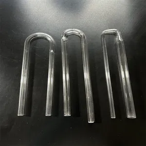 Tubo de cristal de cuarzo transparente en forma de U transparente para tubo de cuarzo de muestra