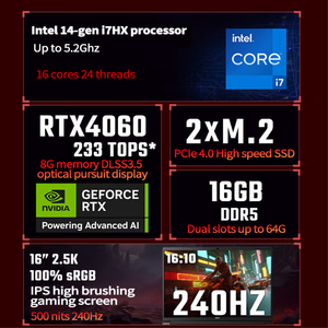 Precio del Portátil A-cer Nitro Shadow Knight Qing de 16 Pulgadas con Procesador I7-14650hx, Precio del Portátil para Juegos A-cer Nitro de 16 Pulgadas con Procesador Core I7 - Product Image 2