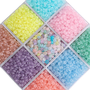 Perles de jade en verre macaron, perles de riz, perles de graines, fabrication artisanale, bracelet fait main, collier, bijoux - Product Image 1