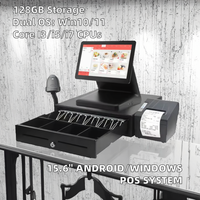 10.1'' Mesin Kas Layar Sentuh Pemeriksa Harga Sistem POS Supermarket All-in-One POS4 Pemindai Barcode 2D Windows/Android Bluetooth 5.2