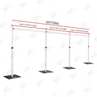 Support de toile de fond télescopique en aluminium robuste et réglable pour tuyau et drapé SIL 30 'x 10'