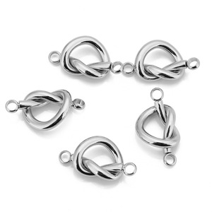 Connecteur en forme de nœud double boucle |   Lien d'amour en acier inoxydable plaqué or PVD 18 carats pour la fabrication de bijoux, bracelets et colliers DIY - Product Image 4