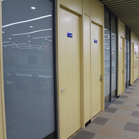 High Quality V80 Glass Partition Wall with Wooden Door Factory Price Half-Glass Room Divider for Office Use