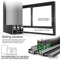 Ventana Corredera de Alta Resistencia de Aleación de Aluminio con Triple Riel, Gran Apertura, Aislamiento Acústico, Vidrio Templado, Alta Resistencia, Energy Star
