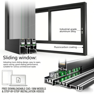 Ventana Corredera de Alta Resistencia de Aleación de Aluminio con Triple Riel, Gran Apertura, Aislamiento Acústico, Vidrio Templado, Alta Resistencia, Energy Star - Product Image 3