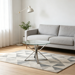 Mesa de Comedor Moderna con Tapa de Vidrio Templado Transparente y Patas Metálicas, Diseño Nuevo, para 4 Personas, Muebles para Comedor de Villa - Product Image 2