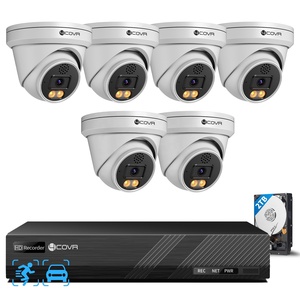 Système de caméra de sécurité CCTV 4COVR à 8 canaux, kit NVR POE 8CH 6X 5MP, conversation bidirectionnelle, projecteur couleur, surveillance à domicile et en entreprise - Product Image 1