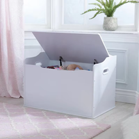 Caja de Juguetes Clásica de Madera Blanca MDF para Niños, Diseño de Seguridad con Tapa Abatible, Gran Capacidad, Mueble para Dormitorio y Sala de Estar