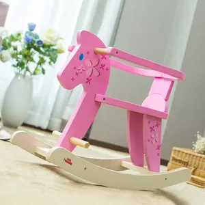 Trẻ em bằng gỗ của Rocking Horse màu hồng đáng yêu children's Đồ chơi Quà tặng trẻ em cưỡi Đồ chơi giáo dục Rocking Horse