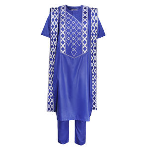 H & D, новая мода, африканская Мужская одежда, дизайн с вышивкой, африканская одежда Agbada, 3 предмета, наборы Дашики, мужской костюм - Product Image 3