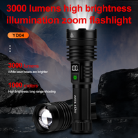Lampe de poche télescopique super lumineuse 3000 Lm, lumière de travail rechargeable, affichage numérique, longue portée, lampe torche LED tactique