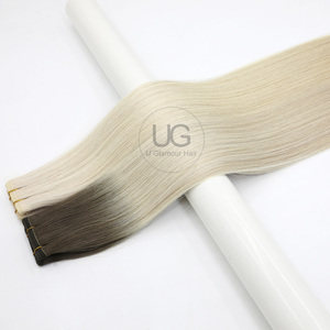 UGlamour Vente en gros Personnalisation Extensions <span class=keywords><strong>de</strong></span> cheveux Remy Trame plate invisible Genius Weave Sans couture - Product Image 5