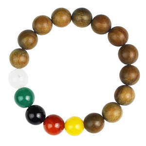 Pulsera de sándalo verde de 12 mm con cuentas de los cinco elementos, unisex, para uso diario, piedra natural pulida a mano - Product Image 5