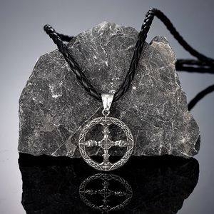 yunnique Stainless Steel Celtic <b>Cross</b> Pendant Necklace 60cm <b>Chain</b> Vintage Geometric Design Fashion Jewelry - Product Image 4
