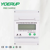 Meteran Energi Multifungsi Elektronik DC 2 Kawat 4P 300A 1000V DIN Rail Meteran Energi Digital LCD untuk Sistem Tenaga Surya