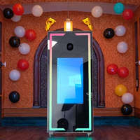 Nouveauté 2024 : Cabine Photo Miroir Tactile 65 Pouces Magic Glass Booth Stack Master avec Cercle Magique en Verre et Fer