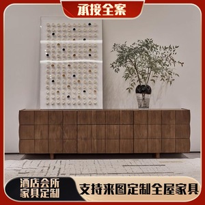 Solid Wood TV Cabinet With Multiple Drawers For Living Room Storage Nordic Style <b>Sideboard</b> - Product Image 5
