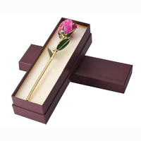 Bunga Mawar Asli Grosir yang Diawetkan dengan Lapisan Emas 24k Merah untuk Hari Valentine Termasuk Kotak Hadiah dan Penyangga