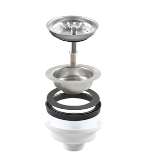 Évier de cuisine de 114 mm, évier européen avec drain, sortie d'évier, raccords de descente, argent, filtre moderne poli - Product Image 4