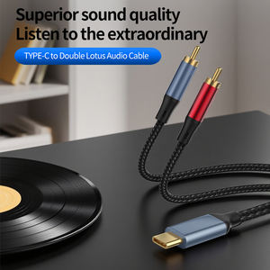 1.5m USB C 2RCA double adaptateur audio <span class=keywords><strong>RCA</strong></span> plaqué or Chipset IC téléphone portable caméra ordinateur câble en nylon type-c double <span class=keywords><strong>RCA</strong></span> Audio - Product Image 3