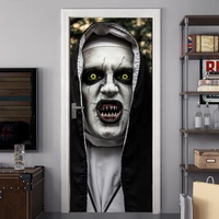 Spanduk Kain Ramah Lingkungan Tahan Air 3D Horor Halloween Dekorasi Pintu Latar Belakang Dekorasi Halloween Keluarga