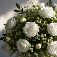 Set Rangkaian Bunga Kolom Pernikahan Mawar Putih Buatan dengan Gypsophila