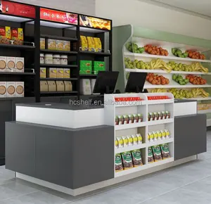 Bureau d'argent de supermarché de haute qualité, design de caisse, comptoir à damier rond, nouvelle collection