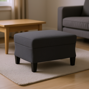 Poggiapiedi in Tessuto Microfibra Grigio Scuro 60x50x41 cm, Sgabello Ottomano Moderno Contemporaneo per Soggiorno - Product Image 2