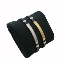 Bracelet en cuir synthétique en gros, en acier inoxydable, gravable, avec logo personnalisé, barre vierge, pour hommes et femmes