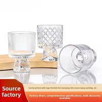 Bougies cylindriques de luxe en verre à pied haut, motif diamant côtelé, résistantes à la chaleur, transparentes, modernes, pour bricolage