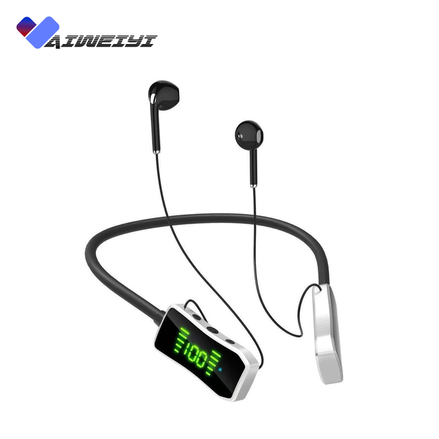KL50 OEM Neckband Sport Earphones 5.4 LED Display HiFi Stereo ENC Mic 100H Custom Logo Wholesale Factory Bulk