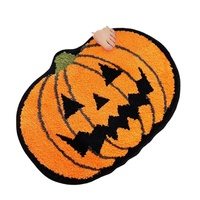 Tapis de porte décoratif moderne en fausse fourrure de citrouille d'Halloween, fabriqué à la machine