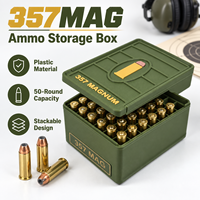 Boîte de rangement pour munitions 357 Magnum, capacité de 50 cartouches, PVC léger, portable, empilable, organisateur de munitions pour cartouches, noir