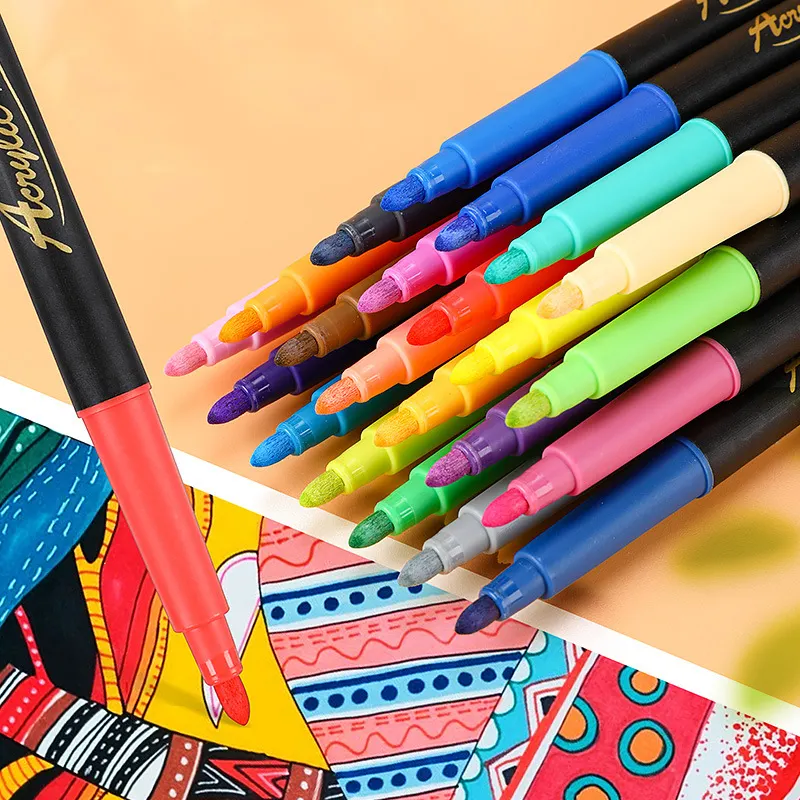 36 Colors Art Markers Pens Fineliner Color Pens Drawing Painting Watercolor Marker Brush Pens School Stationery Supplies