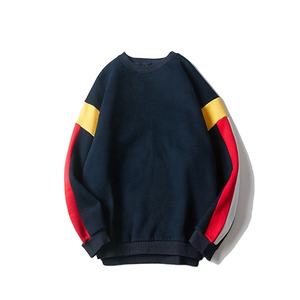 Streetwear de lana de cuello redondo de las mujeres de Color de contraste de Sudadera con capucha de manga empalme suéter para hombres de diseñador - Product Image 2