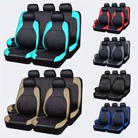 Housses de siège auto complètes en cuir PVC, 9 pièces, matelassées, toutes saisons, universelles, pour voitures 5 places, intérieur auto