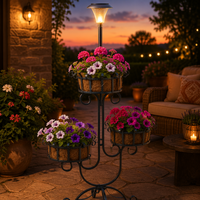 Support de plante solaire à 3 niveaux avec paniers en fibre de coco, cadre en fer recourbé, revêtement en poudre, décoration quotidienne pour jardin, patio, cour