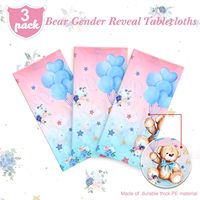 Lot de 3 nappes ours en plastique pour baby shower, décorations de fête pour la Saint-Valentin et la remise des diplômes