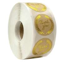 Autocollant adhésif en vinyle acrylique écologique imprimé rond avec logo en feuille d'or personnalisée, étiquette d'emballage cadeau activée par l'eau