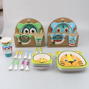 Mignon et charmant ensemble de salle à manger pour enfants en fibre de bambou et mélamine comprenant de la vaisselle pour enfants - Product Image 2