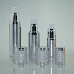 Bouteille sérum de marque avec pompe sous vide, luxe, sans air, en aluminium, couleur argent et or, produits cosmétiques, avec couvercle <span class=keywords><strong>doré</strong></span> - Product Image 6