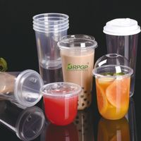 Meilleures ventes de tasses jetables en forme de U de 500ml et 700ml en plastique PP transparent à paroi unique pour le café et le thé au lait
