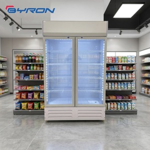Refrigerador Vertical de Doble Puerta para Bebidas, Enfriador Comercial de Bebidas para Kiosco, Tienda de Aperitivos, Supermercado, Gabinete Frío LC, Refrigerador Vertical para Bebidas - Product Image 1