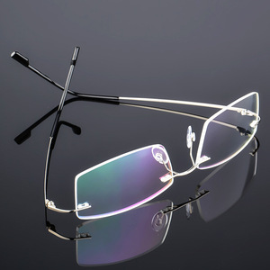 STOCK Dropshipping <strong>Fashion</strong> Rimless Square Spectacle Frames Optical Titanium <strong>Glasses</strong> for Men - Product Image 1