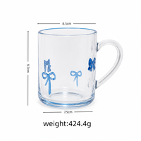 Mug en verre style Ins, peint à la main, avec anse et bord coloré, motif papillon mignon, pour café, thé aux fruits, cadeau d'anniversaire
