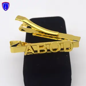 Gold Plating logam kustom kualitas tinggi setelan pria klip dasi bisnis hadiah dasi Bar dibuat sesuai pesanan klip dasi logam untuk pria