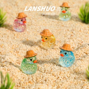 Lanshuo Resin Duck Miniature With Hat Glitter Decor Home Decoration DIY Jewelry Set - Product Image 3